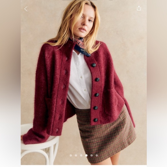 Sezane Thais Jacket Burgundy - Size L - Picture 2 of 7